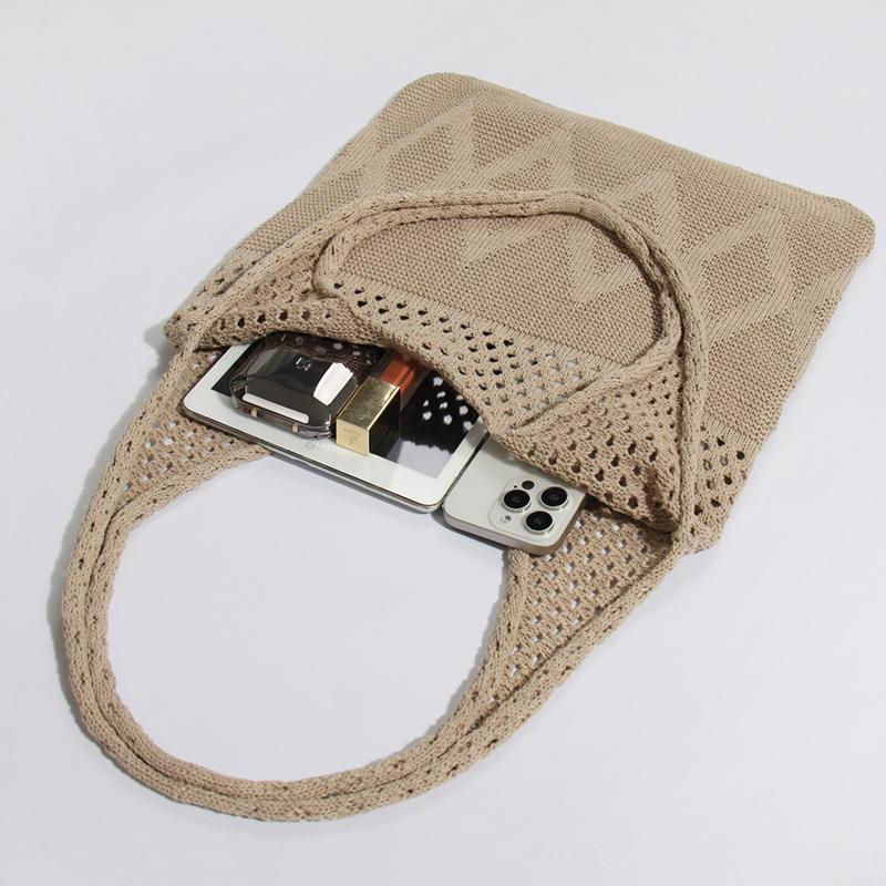 Vintage Hollow Woven Underarm Shoulder Bag Knitted Handbag for Women Large Capacity Shopper Totes Ladies Beach Travel Bag