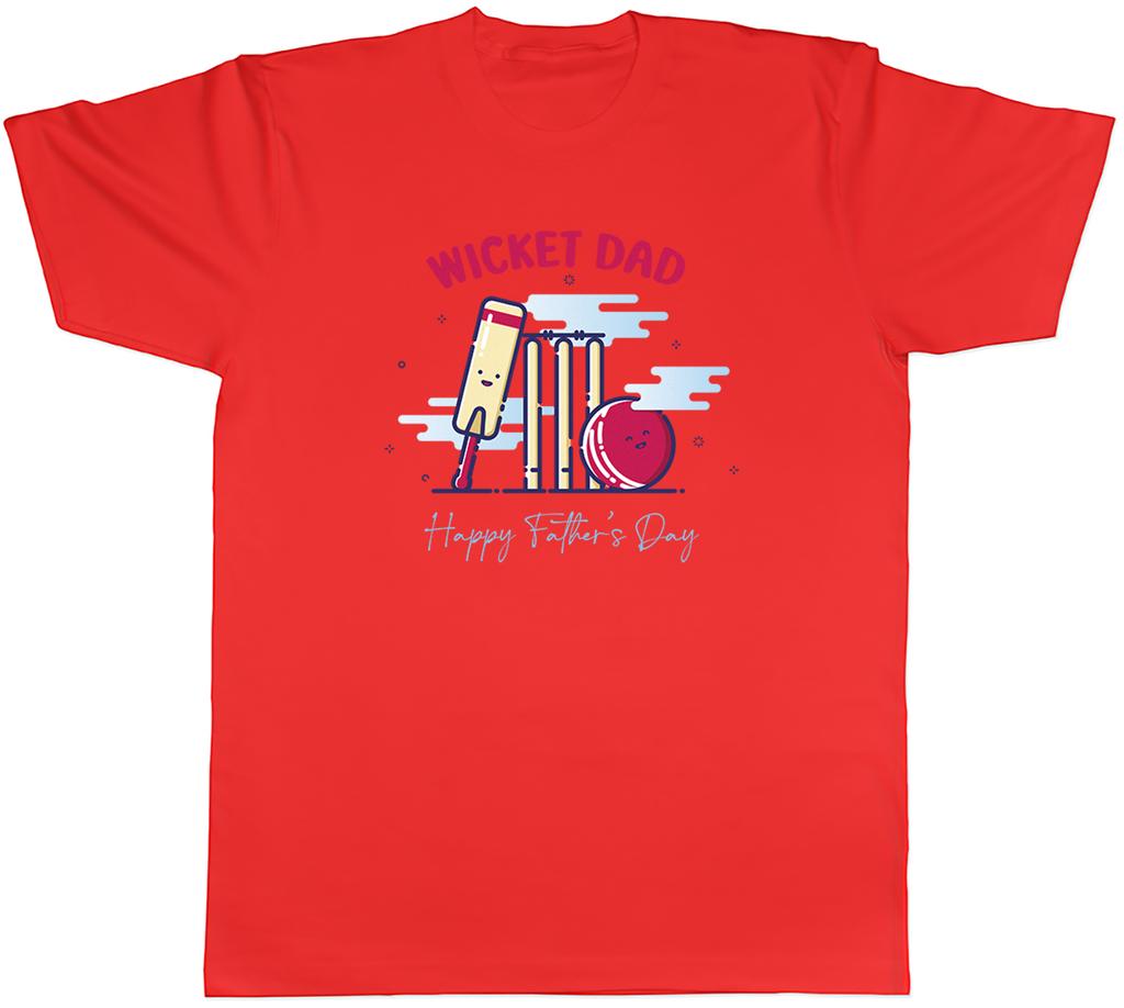 Happy Fathers Day Mens TShirt Wicket Dad Cricket Lover Unisex Tee Gift