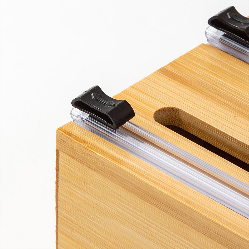 1 Stück Bambus Küche Thermofolie Daliy 2-in-1 Paket Organizer Restaurant Alufolienschneider Zuhause 1 Schneider Spender