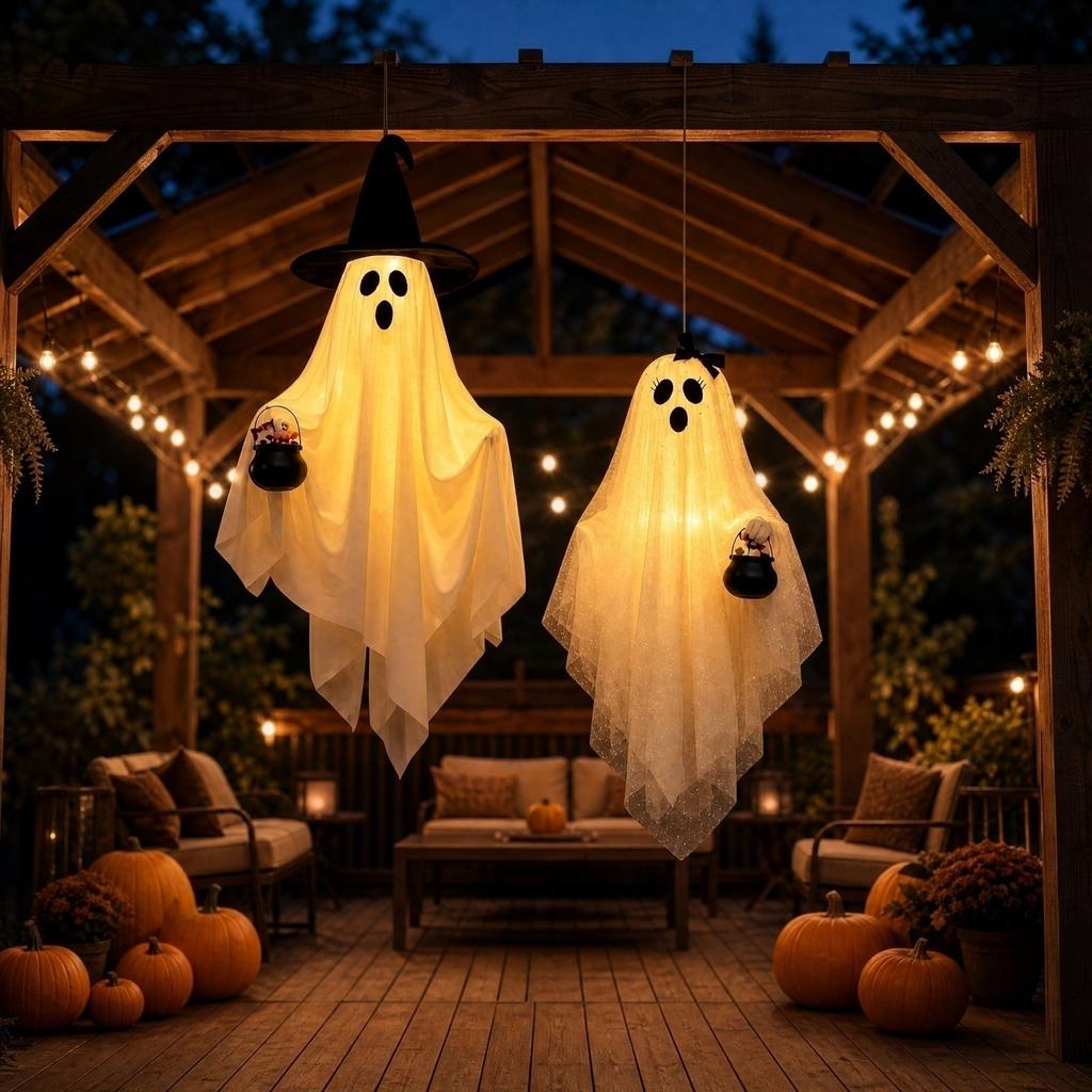 Outdoor Hanging Couple Decorations Set of 2 for Halloween Holiday Yard and Garden