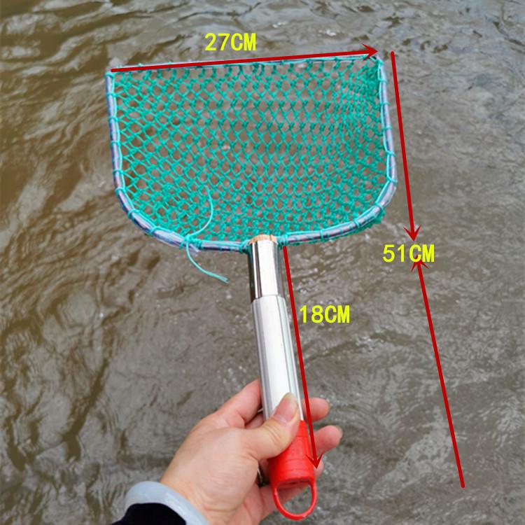Wooden Handle Short Dip Net - Hand-Woven Fishing and Shrimp Net with 7-10 cm Shallow Bag