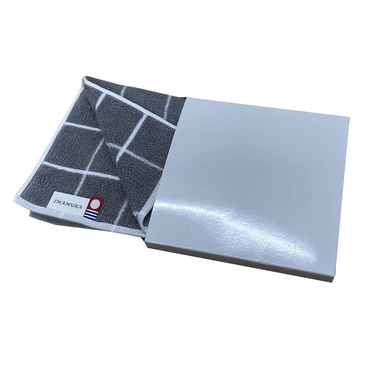 

Imabari Towel Handkerchief (1 piece), Gray, 25x25cm, Graph Check Pattern, Boxed, Gift Wrapped, Perfect for Small Gifts, Greetings, Presents, or Thank
