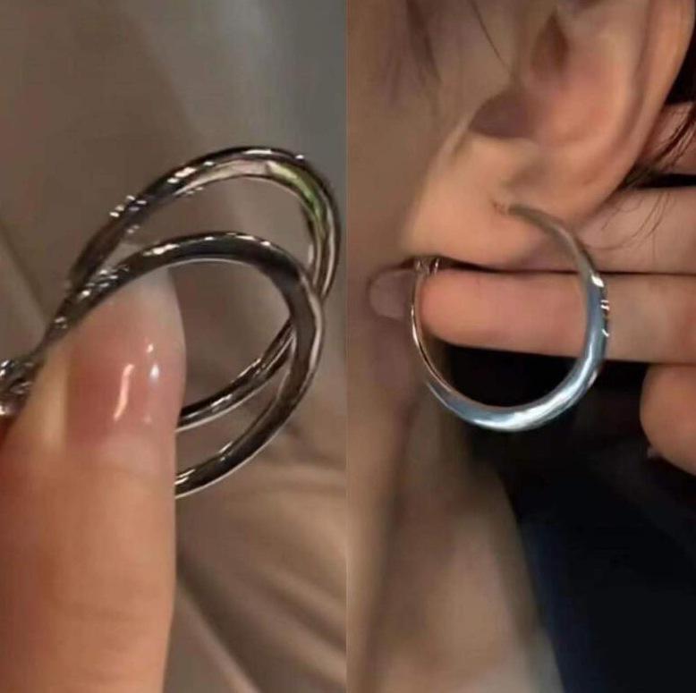 Bold Metal Circle Stud Earrings for Women – Statement Ear Cuff Hoop Jewelry