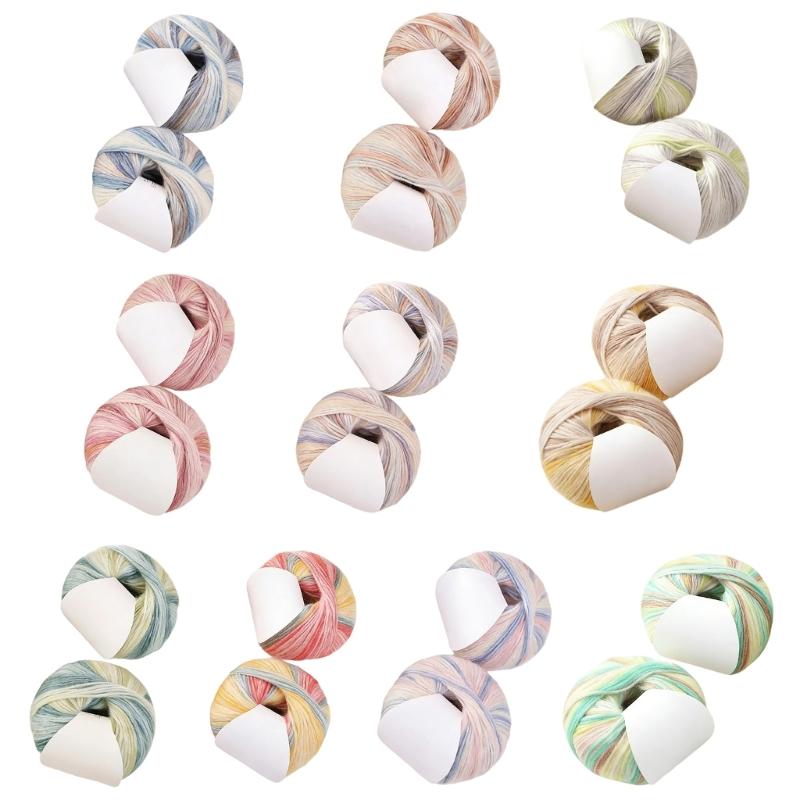 2Pcs Gradient Color Cotton Yarn 250.43Yard Each Knitting Yarn Thread for Sweater Scarves Bag Knitting Crochet Project