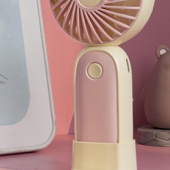 Portable Mini Fan Foldable Handheld Personal Fan 3 Speeds USB Rechargeable Cooling Fan with Detachable Base for Office Travel Home Use