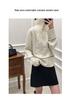 Autumn/Winter 2025 Women's High Neck Wool Cable Knit Sweater - Zipper, White/Gray, Warm Niche Design