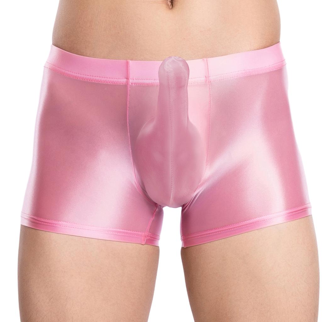 Herren Glänzende Atmungsaktive Unterwäsche Niedrige Leibhöhe Scheide Beutel Elastischer Bund Slips Bade-Schlaf-Shorts