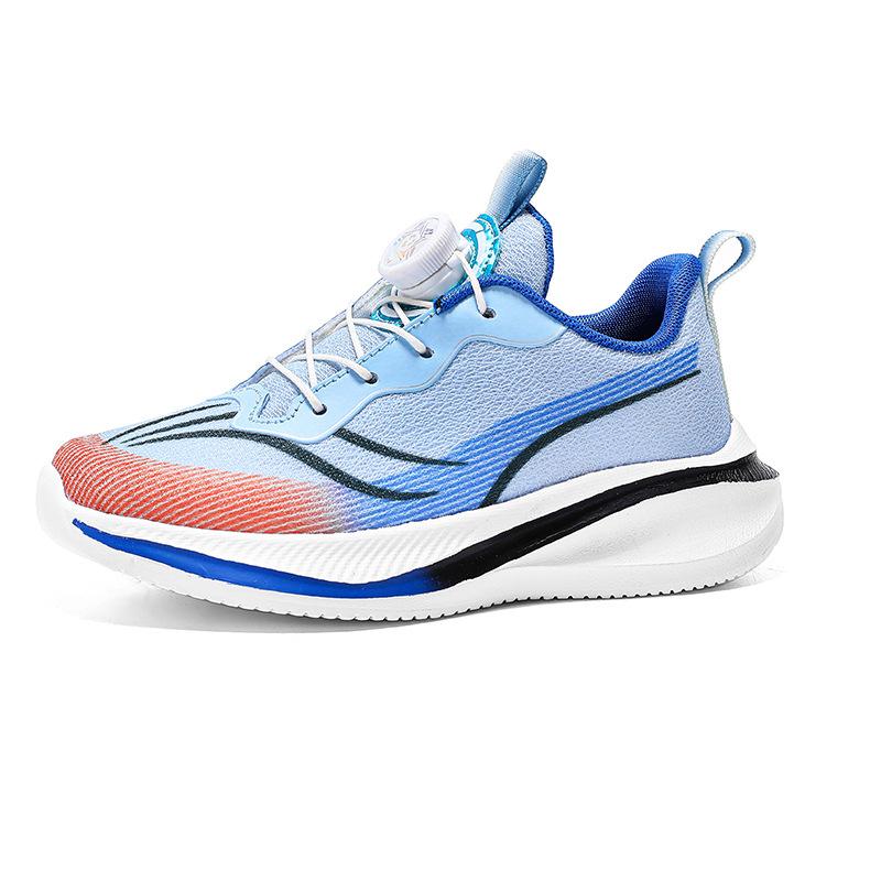 Boys' shoes spring and autumn mesh rotating buckle casual sports shoes breathable girls summer soft sole middle and older children's running shoes