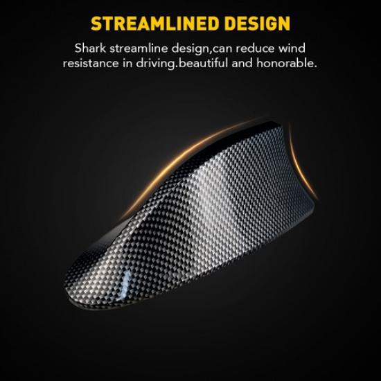 Carbon Fiber Shark Fin Roof Antenna Car Aerial FM/AM Radio Signal Universal H