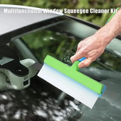 Serviette de Nettoyage en Microfibre Ultra Fine 12 Pouces Lave-Vitre Sans Traces Chiffon de Lavage de Voiture Réutilisable Multiusage Raclette en Silicone