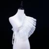Women Ruffled Mesh False Collar Shrug Japanese Anime Girls Shoulder Wrap Shawl Vintage Capelet Halloween Props Costume