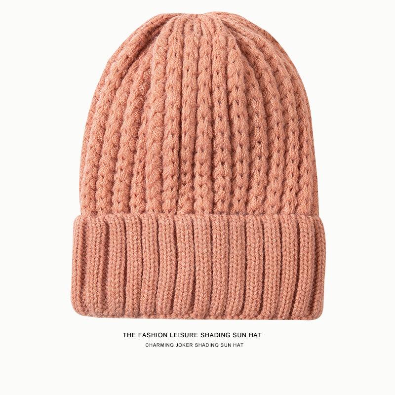 Winter warm knitted hat versatile thick wool twist hat women's ear protection cold solid color hat