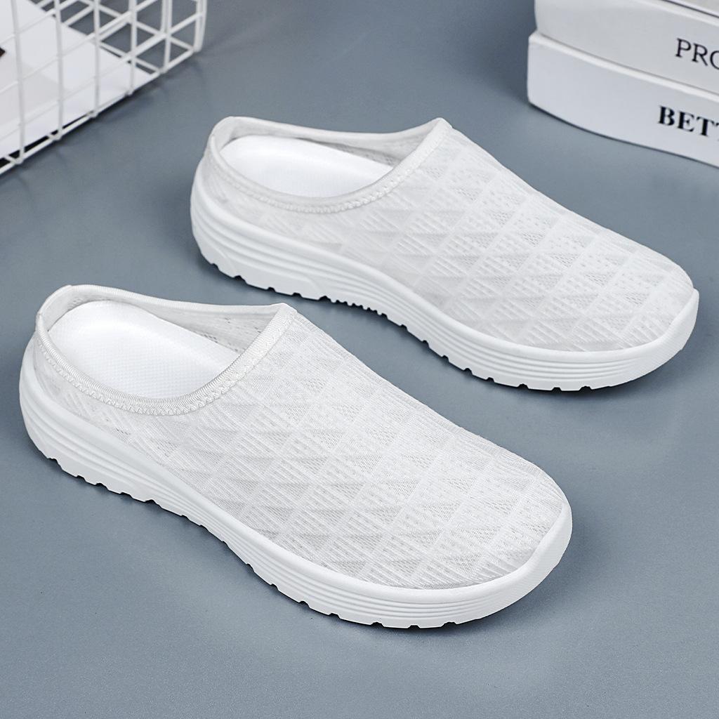 Shoes for Women's Summer Casual Shoes Large Size Breathable Semi-torque Fashionable and Versatile Women's Single Shoes Toe-toe Slippers