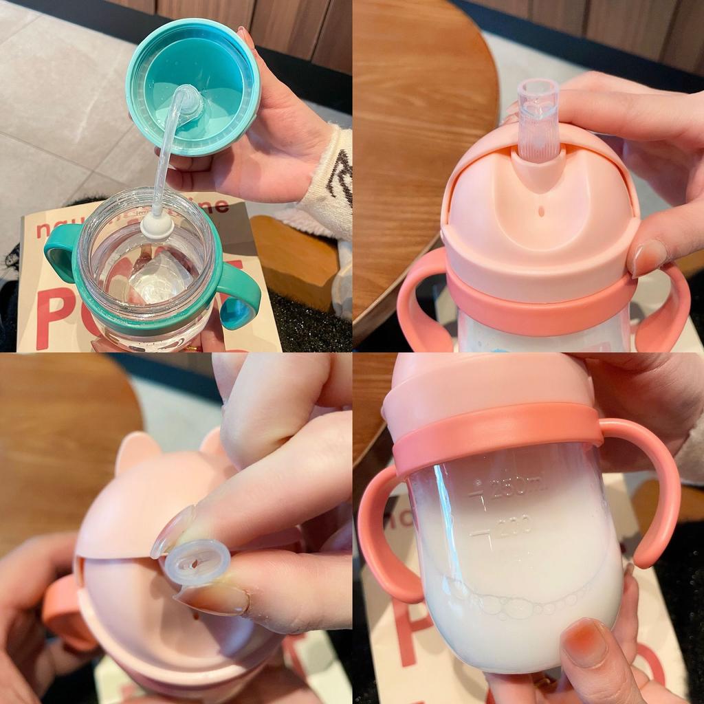 Water Cup Children's Learning Drink Cup with Straw Scale Cup Portable Drinking Water Cute Gravity Ball Bottle Water Bottles