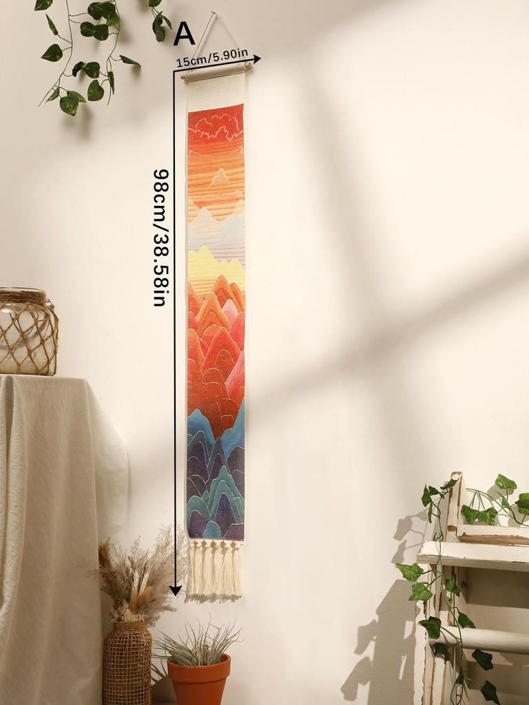 Macrame Tapestry Sunset Sunrise Handmade Wall Tapestries Boho Art Home Decoration Wall Hanging for Living Room Bedroom Ornament