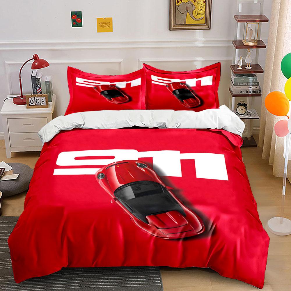 Cool sports car with a red background Bedding Set for Kids Luxury Gift 3pcs Digital Print Comforter Set Soft Comfortable