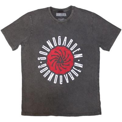 T-shirt Soundgarden Stone Wash: Logo Circolare (Grigio carbone) NOVITÀ UFFICIALE