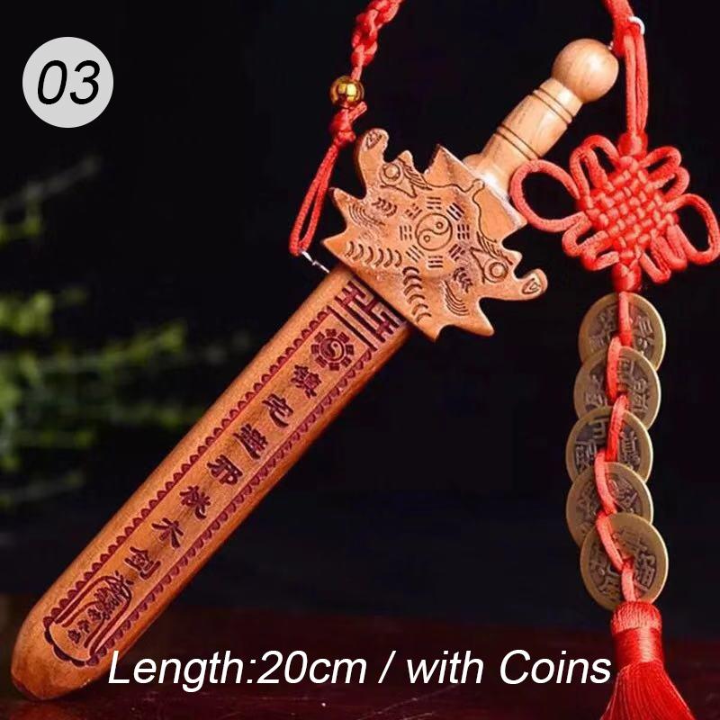 1Pc Mahogany Katana Sword Safe Carving Handicraft Peach Wood Feng Shui Tai Chi Eight Diagrams Sword Decor