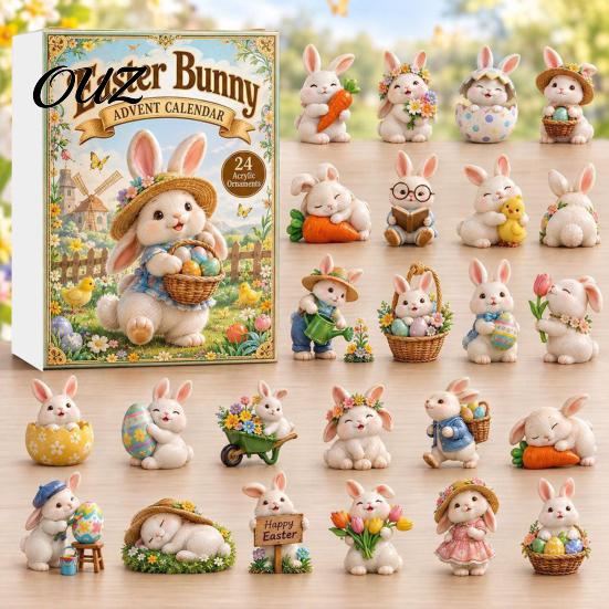 Creative Holiday Gifts for Rabbit Lovers 2026 Bunny Advent Calendar, 24 Days Acrylic Ornaments Christmas Countdown Decorative Animal Charms