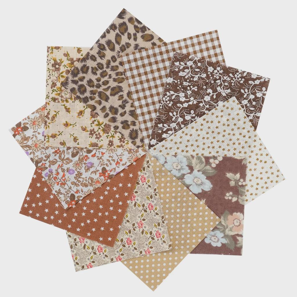 100-Color Patchwork Cloth Set: Floral, Plaid & Polka Dot Plain Weave Cotton for DIY Crafting