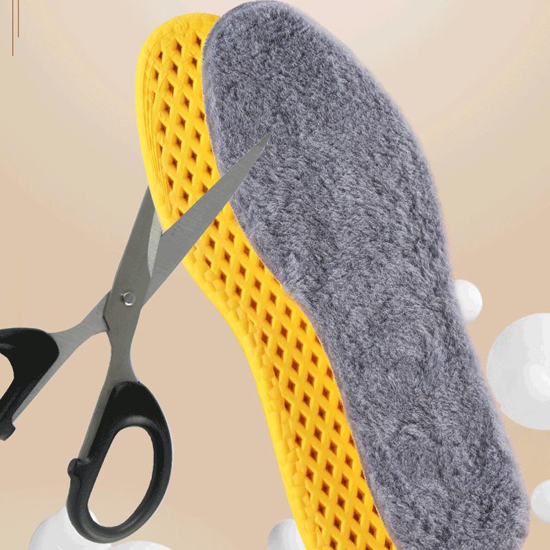 1 Paar Zuschneidbare Belüftete Einlegesohlen Elastizität Unisex Warm Imitierte Wolle Weiche Sohle Baumwolleinlegesohlen