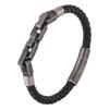 Landy American Vintage Leather Bracelet Stainless Steel Fashion Trendy Accessories Black Gun Plated Lock Twisted Bracelet