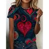 Summer Leopard Heart 3D Print T-Shirts Fashion Women's Round Neck Short Sleeve T Shirt Tees Harajuku Tops Female Clothing