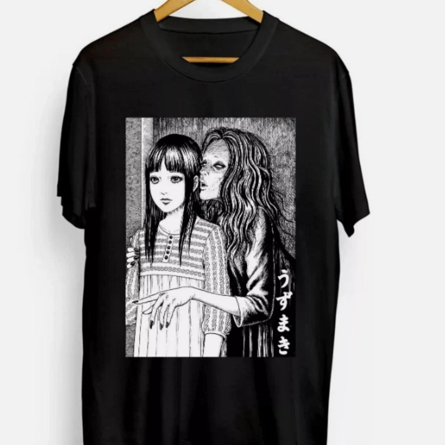 

2025 Summer Uzumaki Junji Ito Tomie Horror ga Anime Top New Unisex T-Shirt Personalized Loose Cotton Short-sleeved Tops Tees XXXXXL чорний