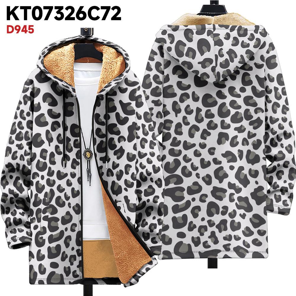 New Jacket Multi-colored Pattern Elements B1 Zipper Hooded Cardigan Thickened Winter Fleece Trendy Padded Clothes