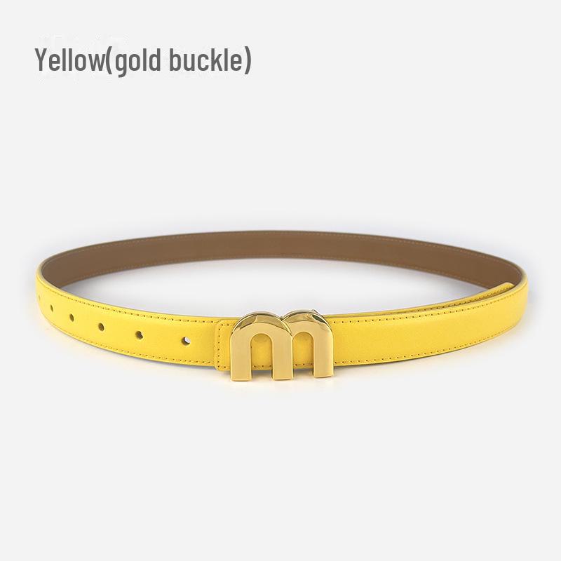 M Letter Genuine Leather Women's Belt - Versatile for Casual Pants, Skirts, and Jeans