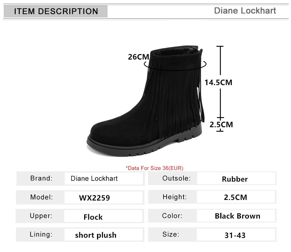 Fashion Ladies Casual Vintage Solid Color Fringe Booties Comfortable Platform Mid Cylinder Round Head Zip Ankle Boots Women Black Brown