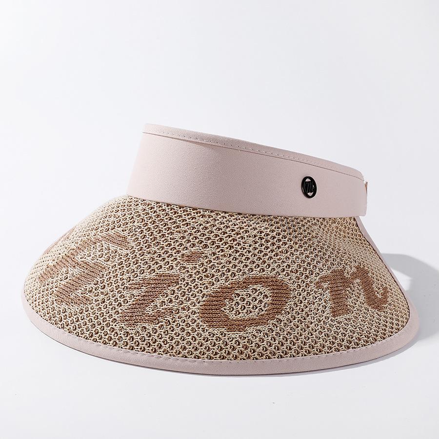Style Hat Versatile Straw Woven Fashionable Beige Pink Women Sunshade Hatscaps