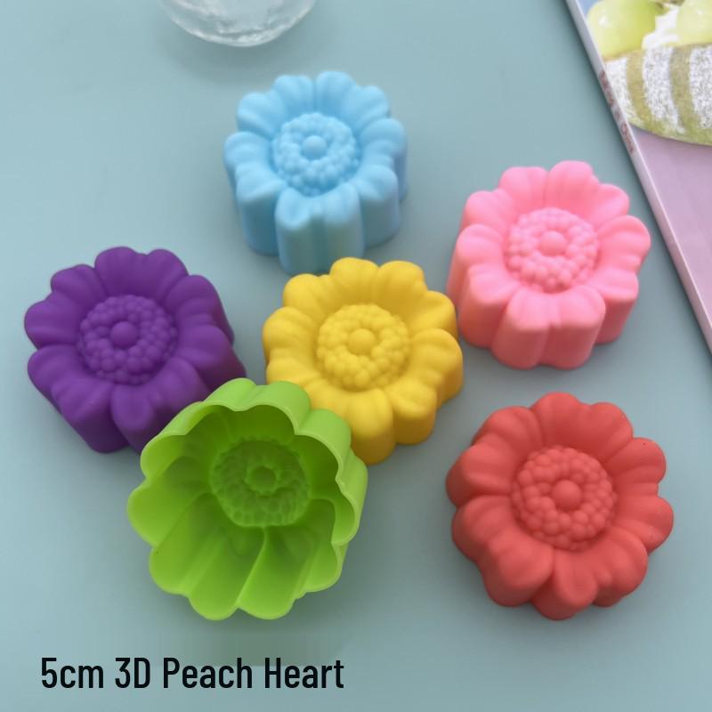 Colorful Silicone Rose Baking Molds - 5CM Cake & Muffin Cups, Pudding, Jelly, and Soap Molds