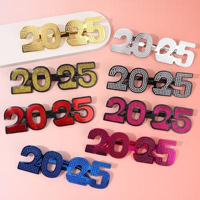 2025 Cyfrowe Okulary Stylizacyjne Okulary Dekoracyjne Spersonalizowana Stylizacja Okulary Szczęśliwego Nowego Roku Przenośne Zabawne Brokatowe Okulary