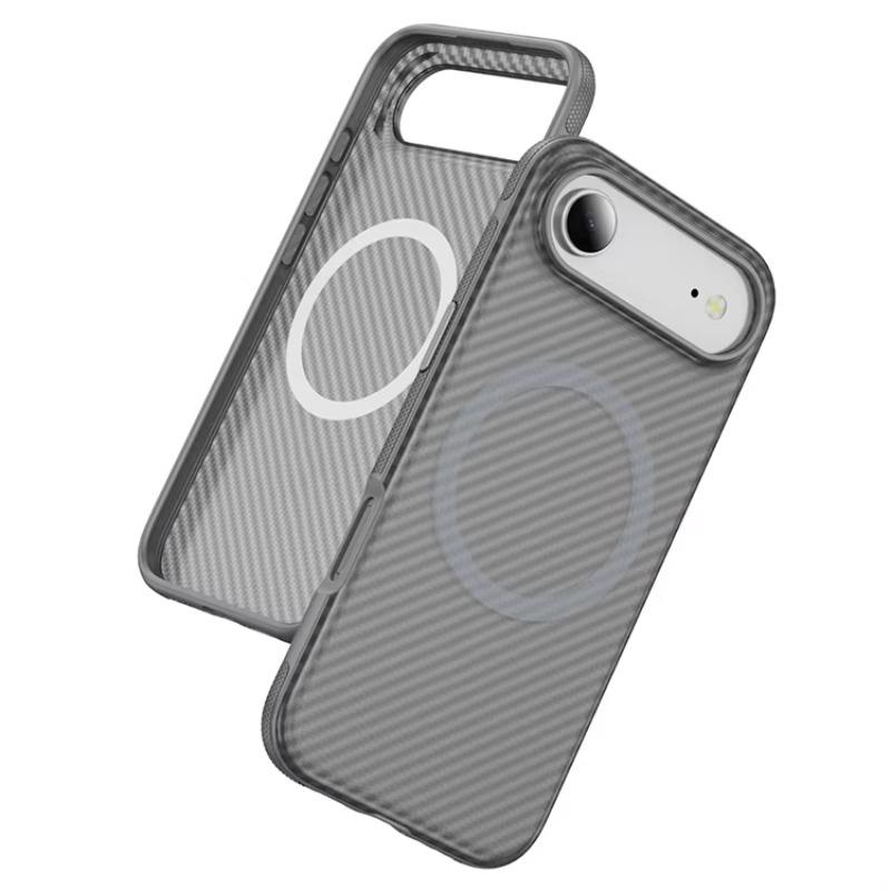 Matte Carbon Fiber Pattern Clear Phone Case for IPhone 17Air 16E 15 14 Plus 13 12 Pro Max Magnetic Charge Anti-Drop Protect Case