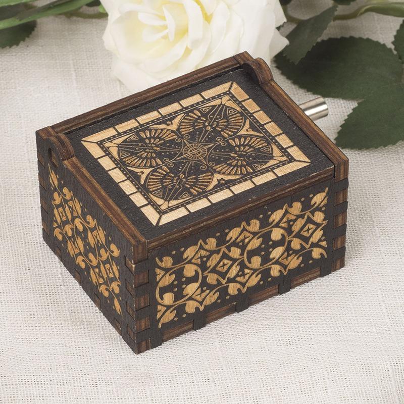 Wooden Hand Crank Music Box 8 Note Mechanism Harry Potter Theme Melody Vintage Craft Decoration Gift for Kids Adults Birthday