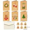 6pcsChristmas Greeting Card Set Kraft Paper Party Blessing Card Message Card Invitation Letter Envelope Sticker