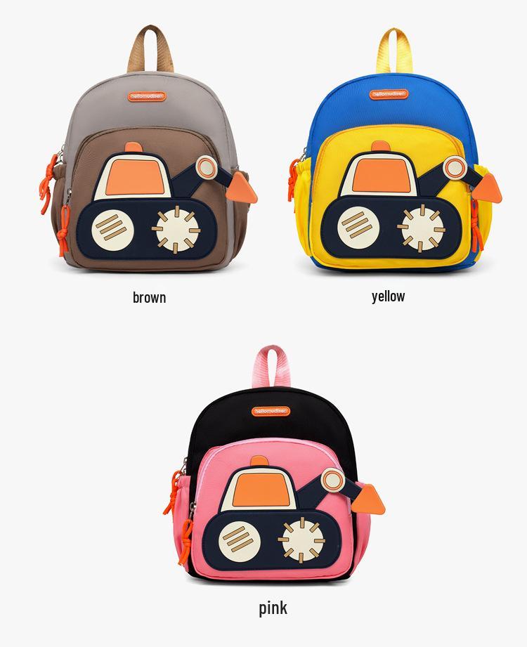 3-6 Years Cute Excavator Backpack for Kindergarten Boys & Girls