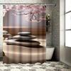 Zen Stones and Cherry Blossoms Waterproof Shower Curtain Heat Resistant Machine Washable Non-Transparent 180x180cm