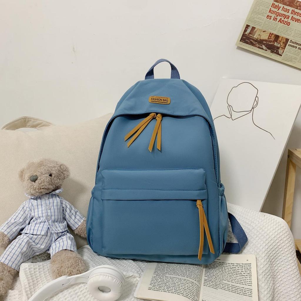 Korean Style Large Capacity Backpack for Students, Simple and Fashionable, Plain Color Schoolbag