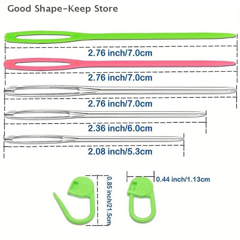 26/100Pcs Large Eye Blunt Yarn Needles Knitting Sewing Kit Plastic Weaving Crochet Locking Counter Stitch Markers Sewing Tools