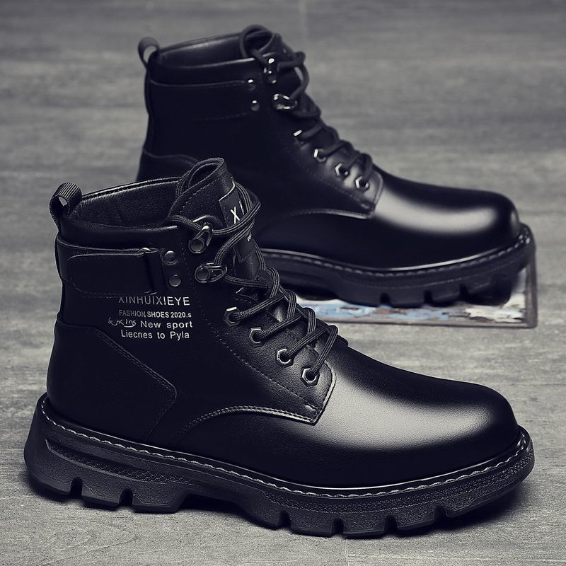 

Martin boots men s autumn men s shoes new men s boots black high-top shoes versatile overalls casual leather shoes 44