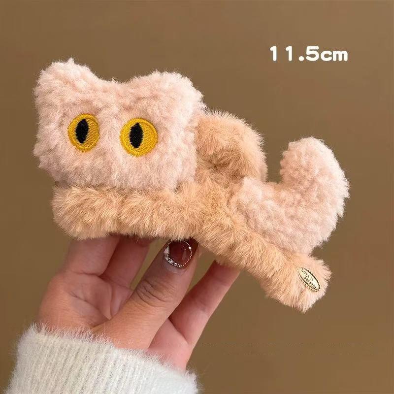 

2025 Новая плюшевая заколка-краб для волос в виде черного кота, Большая мультяшная заколка-краб для женщин, Милые осенне-зимние аксессуары для волос для затылка