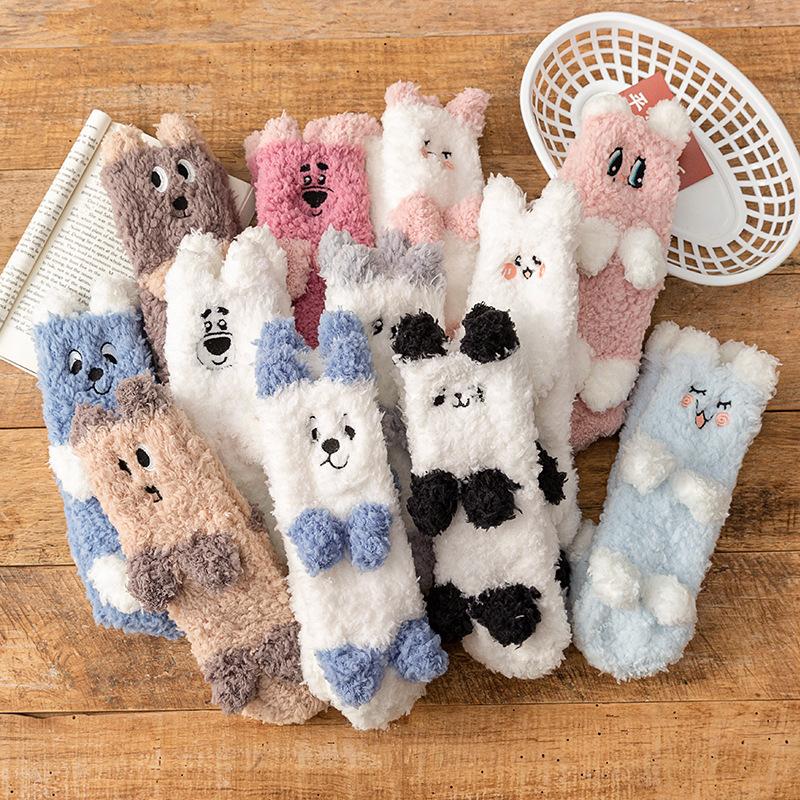 Corallite Socks Men's and Women's Fall and Winter Padded Padded Warm Sleeping Adult Socks Floor Socks