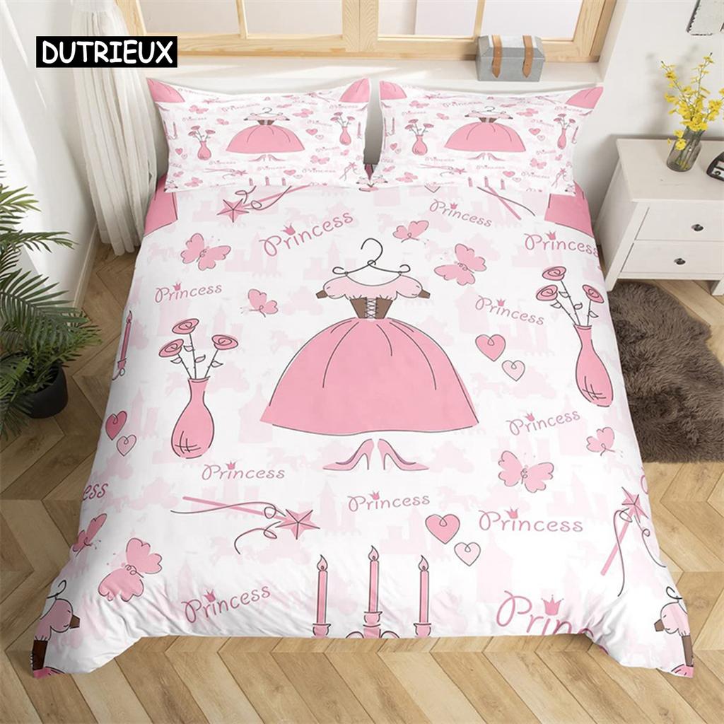 Flower Butterfly High Heels Duvet Cover King Fantasy Glitter Quilt Cover Polyester Romantic Theme Bedding Set Valentine Day Gift