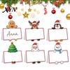 Personalized Message Cards Christmas Party Place Card Holders, Cartoon Santa Reindeer Name Tag Stands Holiday Event for Table Seating, Festive