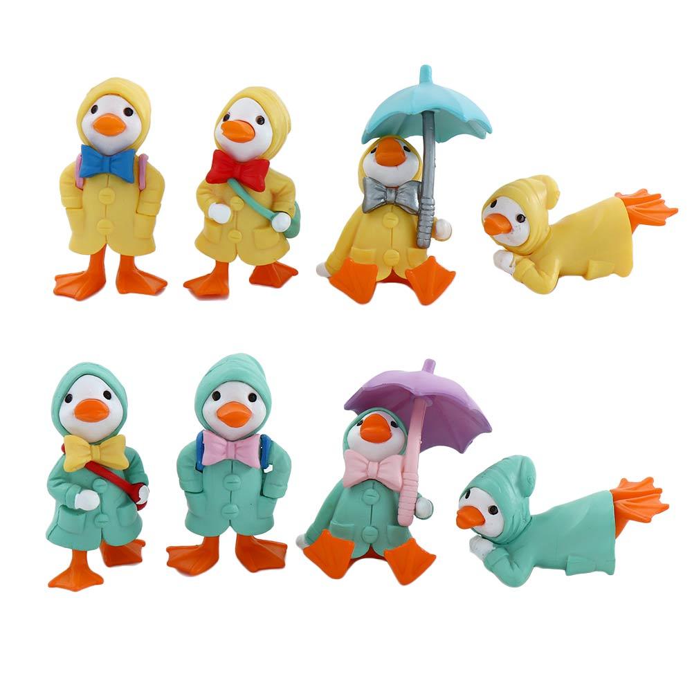 Raincoat Duck Fairy Garden Cartoon DIY Resin Figurine Miniature Micro Landscape Cake Decoration