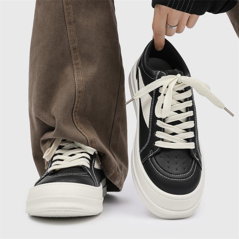 2025 New Niche High Street Tide Brand Flat for Men's Shoes Trendy Sports Leather Surface Versatile Casual Board Shoes Men