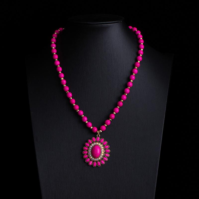 Bohemian Retro Ethnic Style Turquoise Necklace Female Western Denim Style Multi-Layered Wearing High-End Sweater Chain