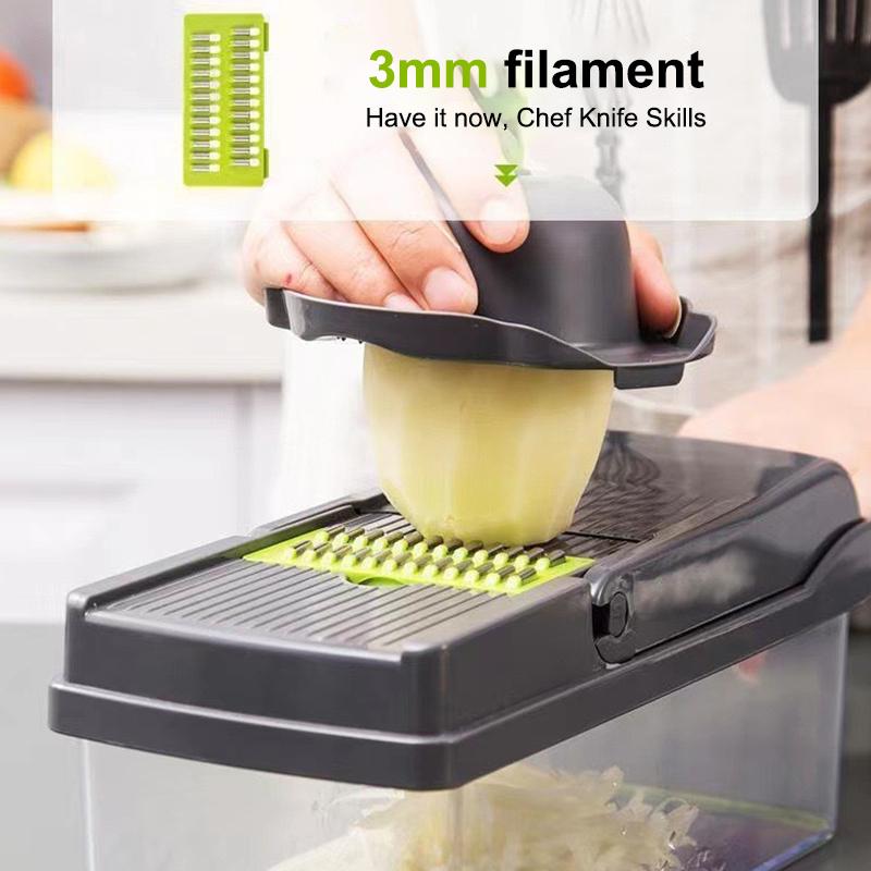 16 in 1 Vegetable Chopper with Handle Kitchen Mandoline Slicer Food Grater Cutter set for Fast Meal Prep and Egg Cutting
